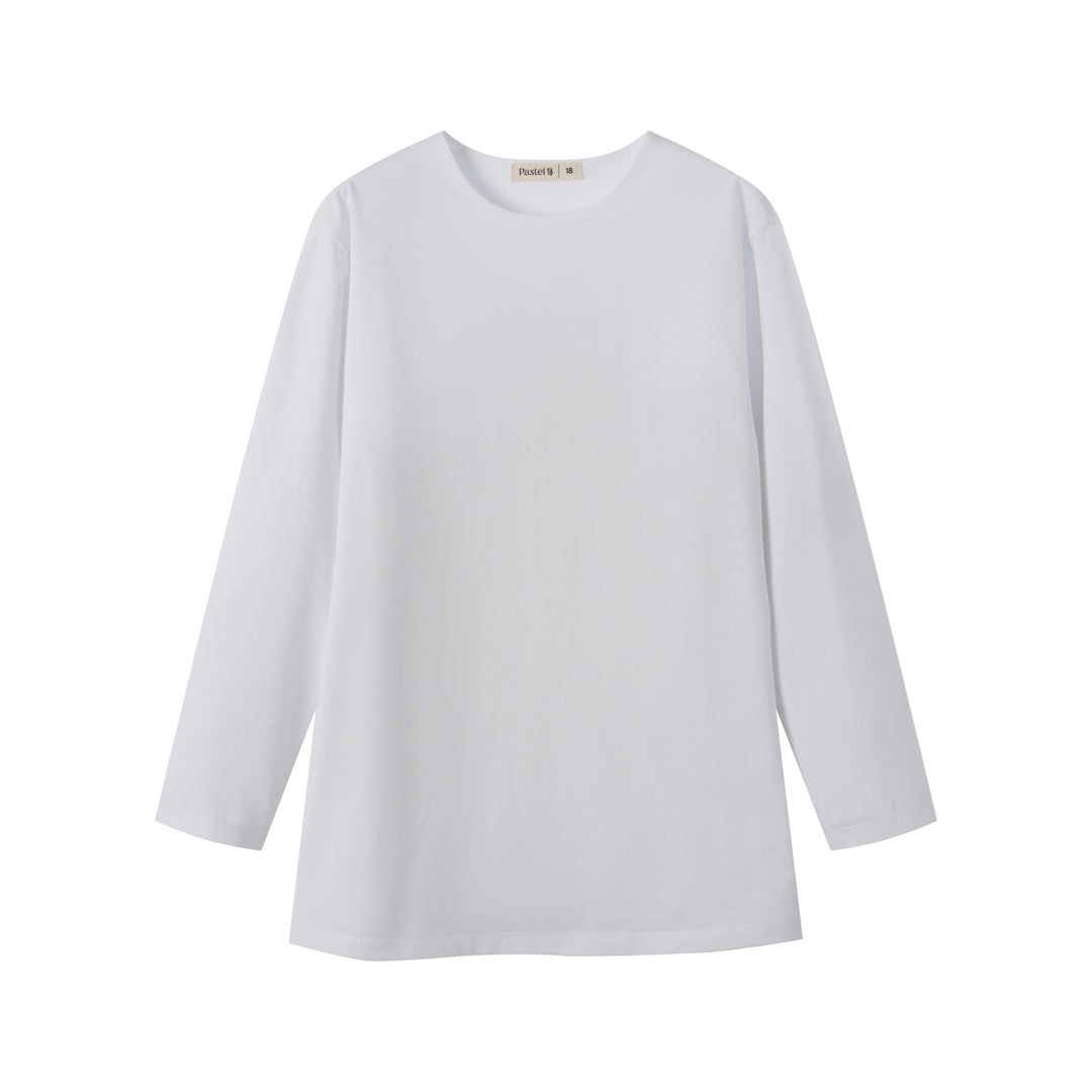 COTTON 3/4 SLEEVE TEE-WHITE