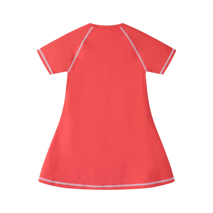 CENTER HEART SWIM DRESS-CORAL