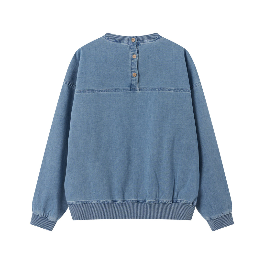 SEAMED SWEAT-CHAMBRAY