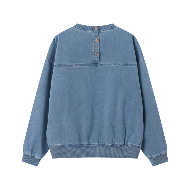 SEAMED SWEAT-CHAMBRAY