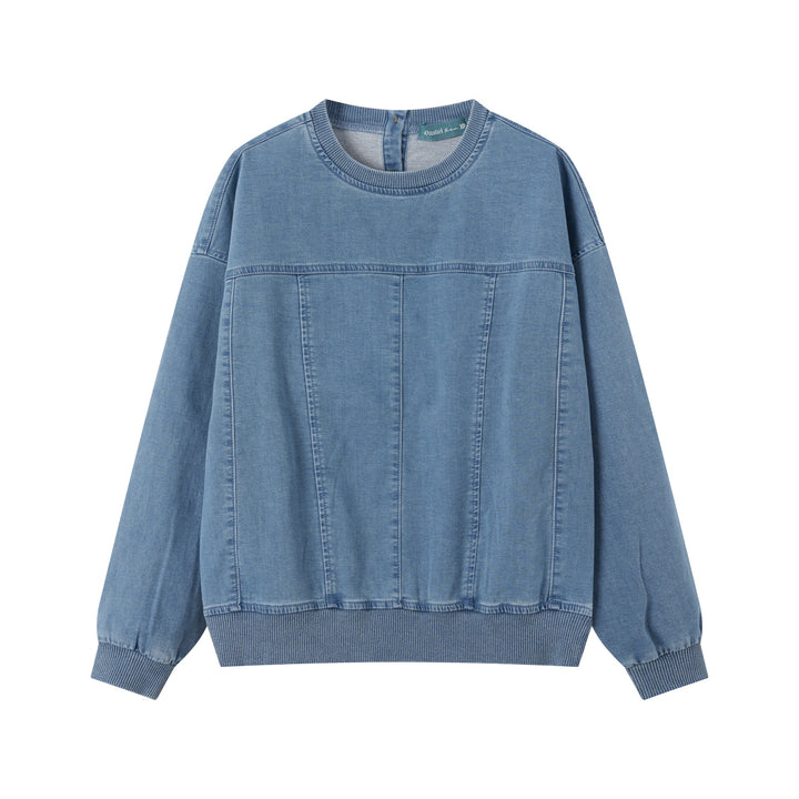 SEAMED SWEAT-CHAMBRAY