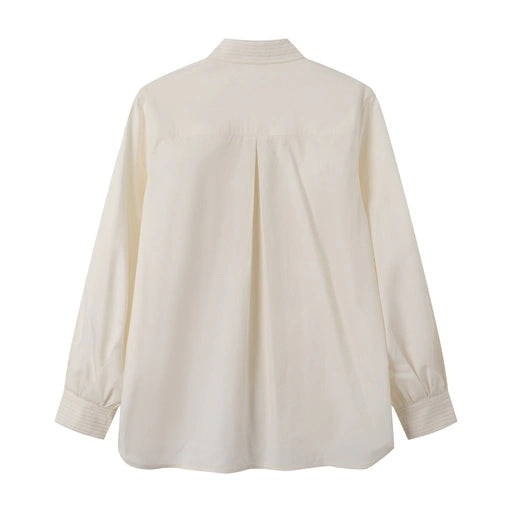 INTARSIA BLUSSANT SLEEVE BLOUSE-CREAM