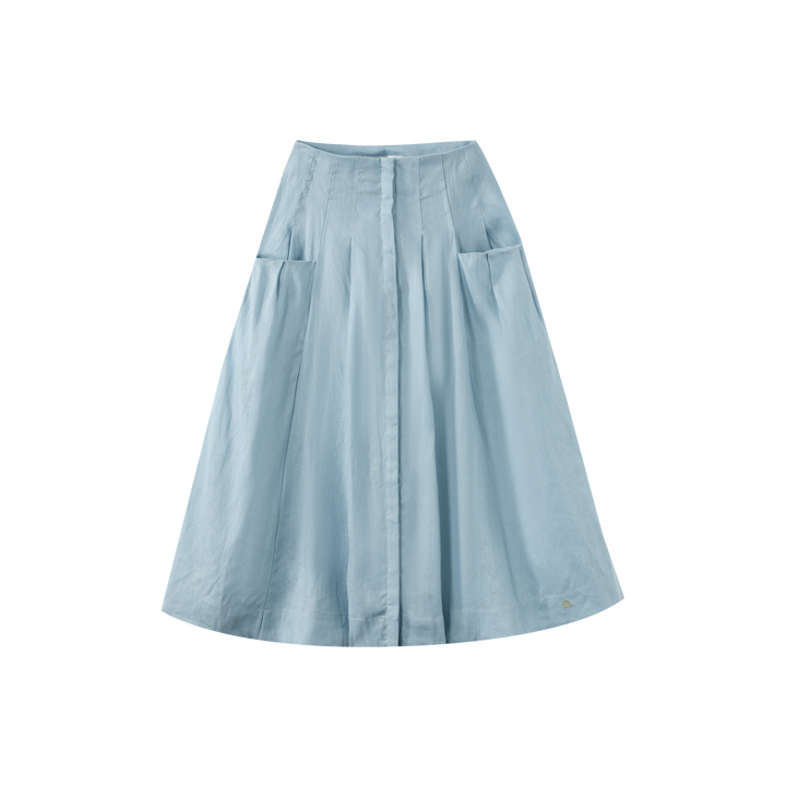 MIDI POCKET SKIRT-BLUE