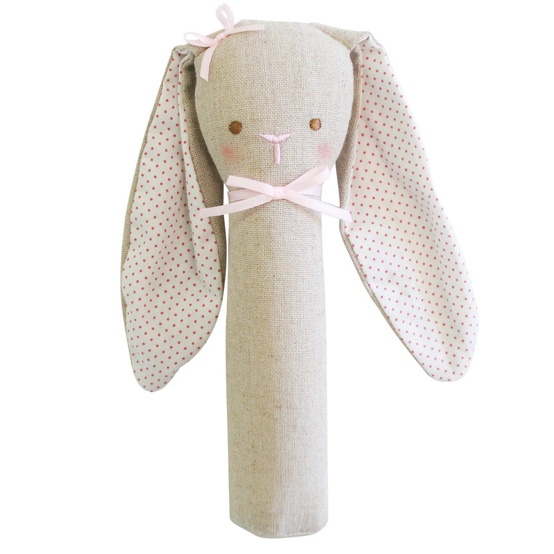 N10414 - Bunny Rattle & Squeaker Linen - Pink