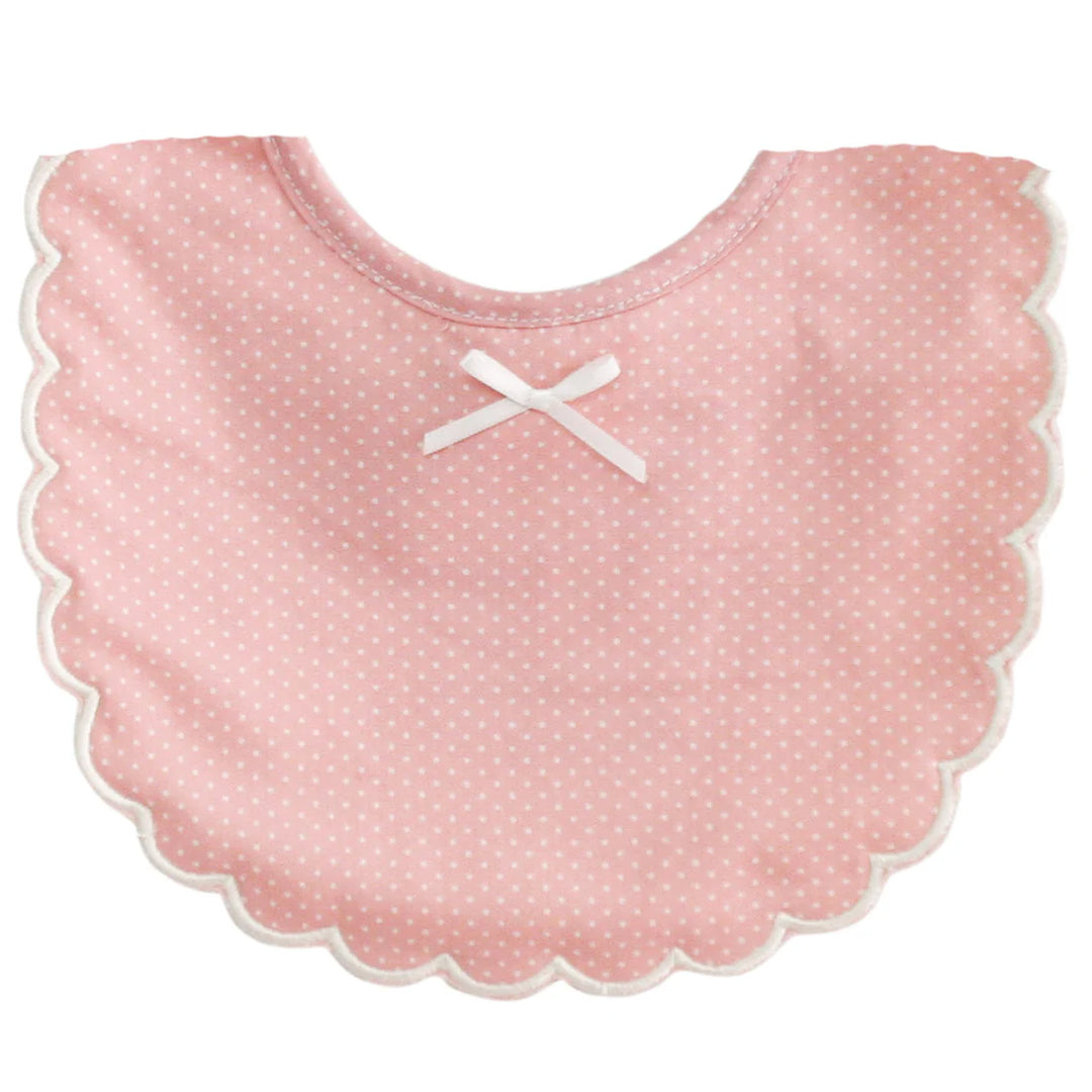 N10206PP - Scallop Edge Bib Pink with Ivory Spot