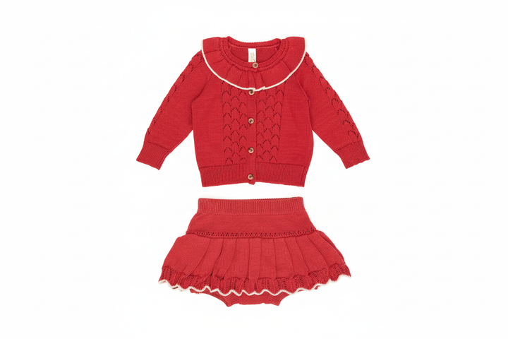 Knitted Cardigan and Skirt Set