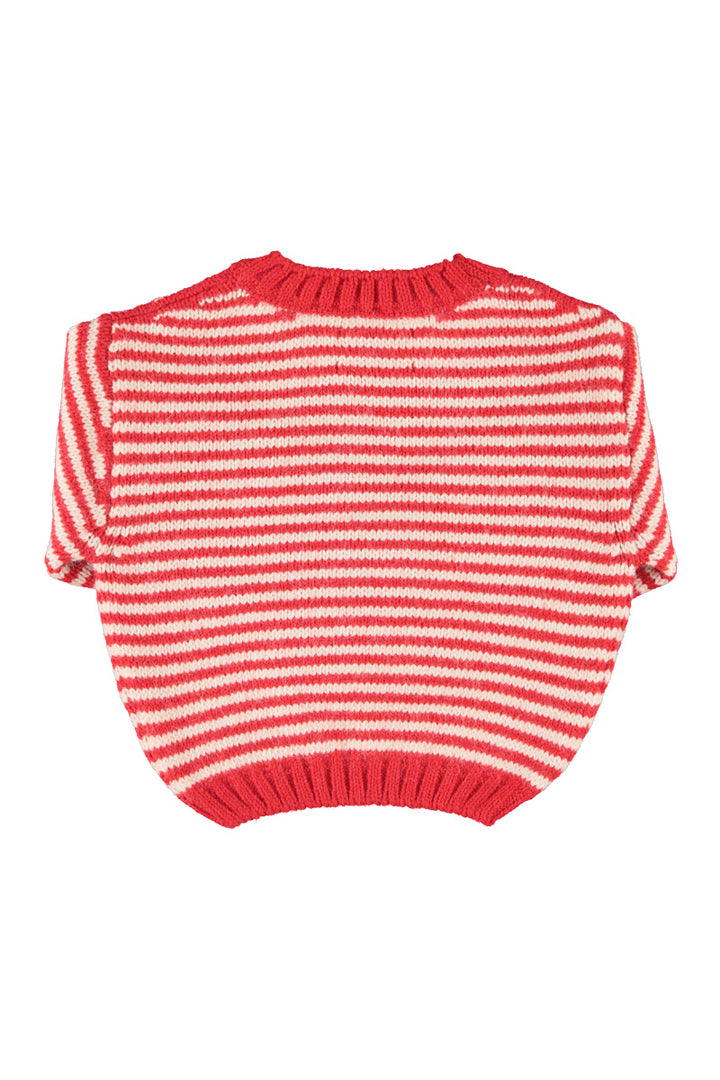 TRC2604A KNITTED SWEATER - ECRU & RED STRIPES