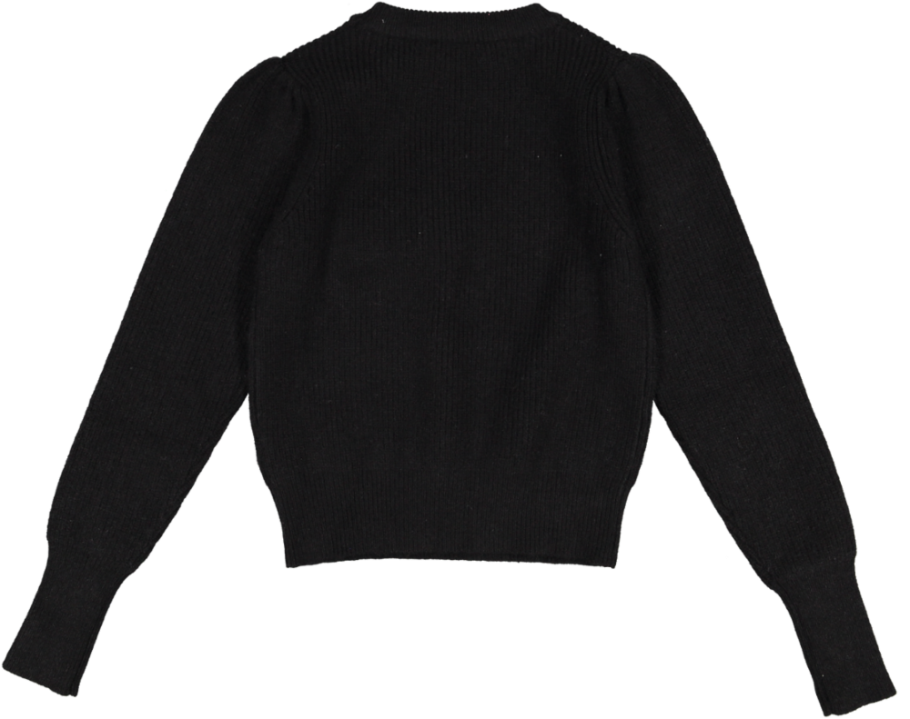 T-1111- RIBBED WITH LARGE BOWS KNIT TOP-BLACK