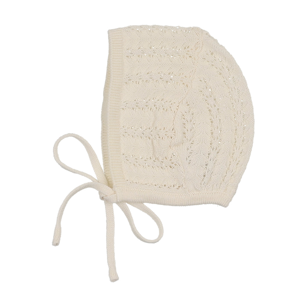 Crochet Knit Bonnet-Cream