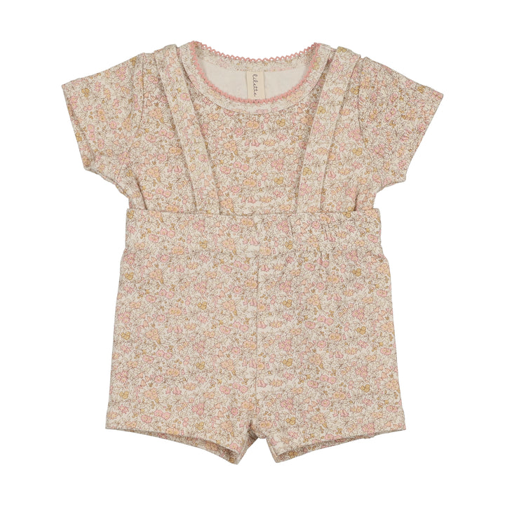 Liberty Floral Short Sleeve Set-Cream/Pink