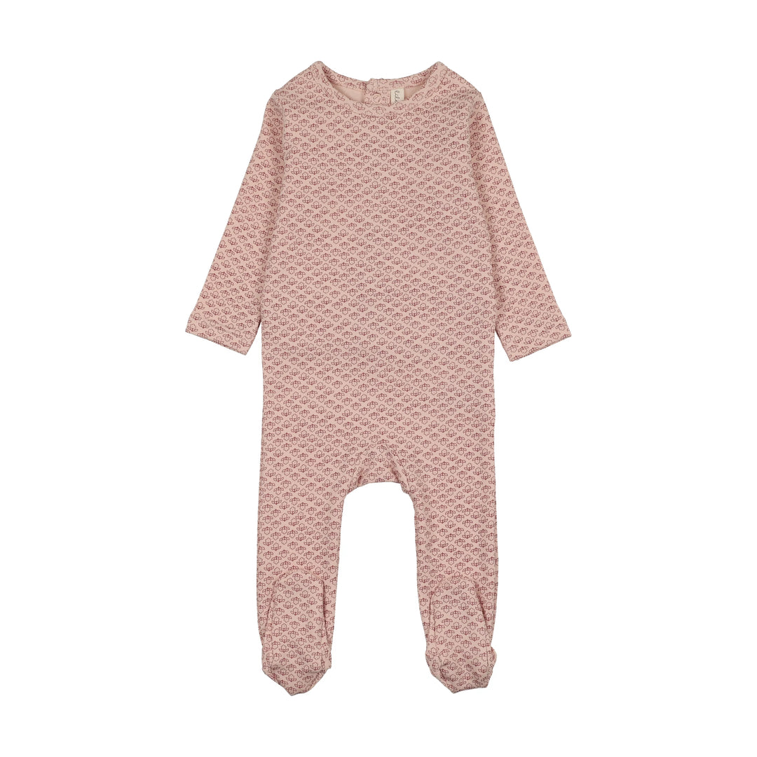 MINI FLORA PRINT FOOTIE - PALE PINK