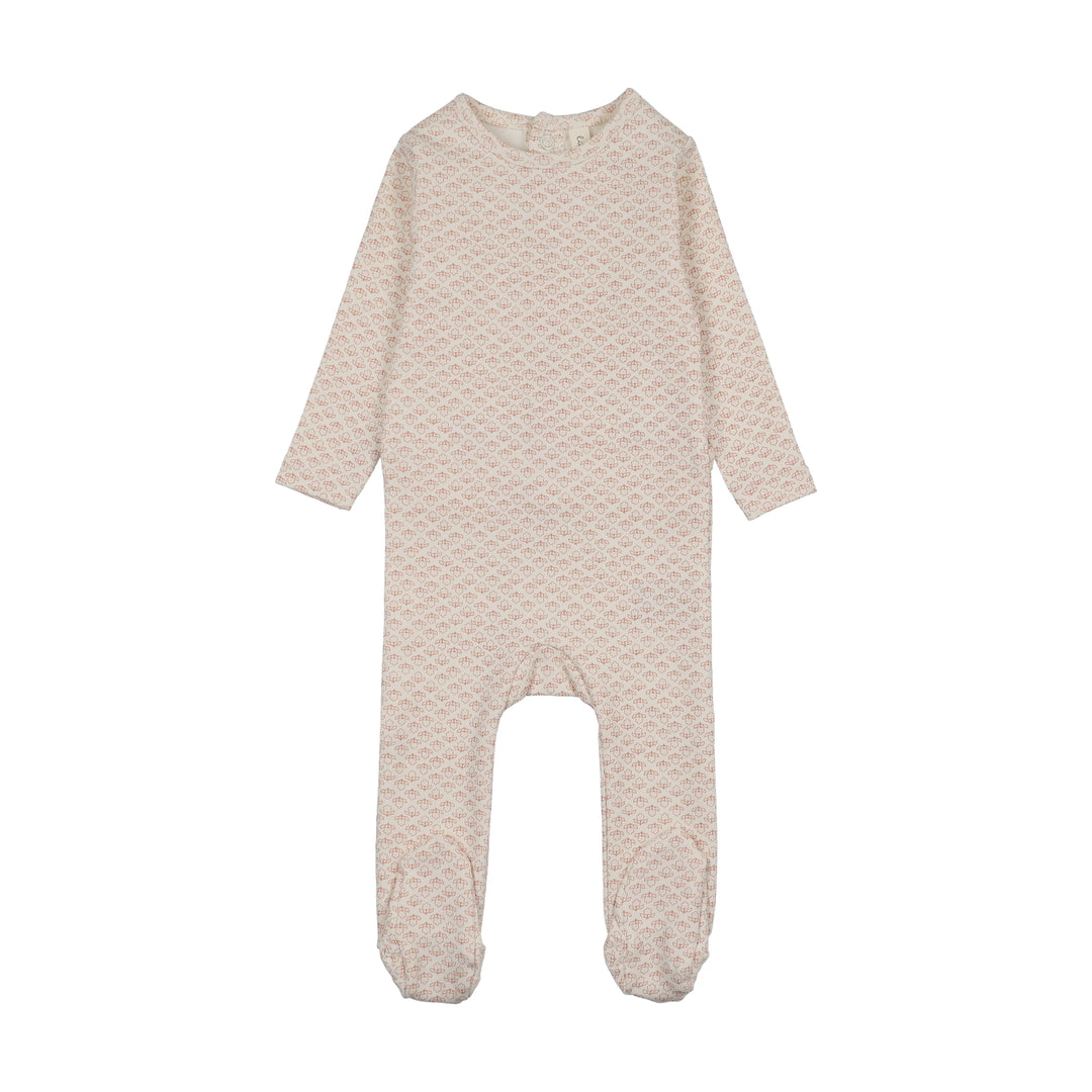 MINI FLORA PRINT FOOTIE - CREAM/MAUVE