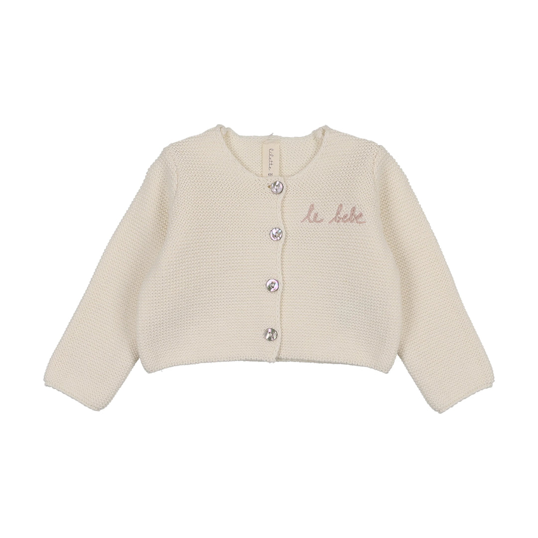 LE BEBE KNIT CARDIGAN - CREAM/PINK