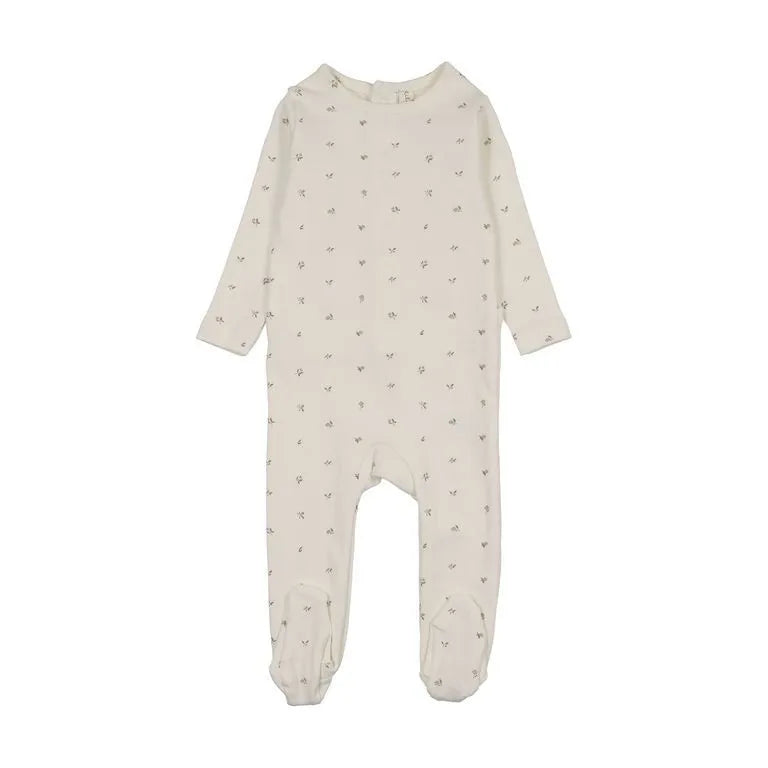 BITSY FLORAL FOOTIE - CREAM/BLUE