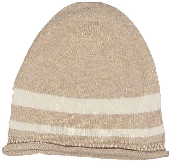 6424-STRIPED KNIT HAT-Cream Toasted