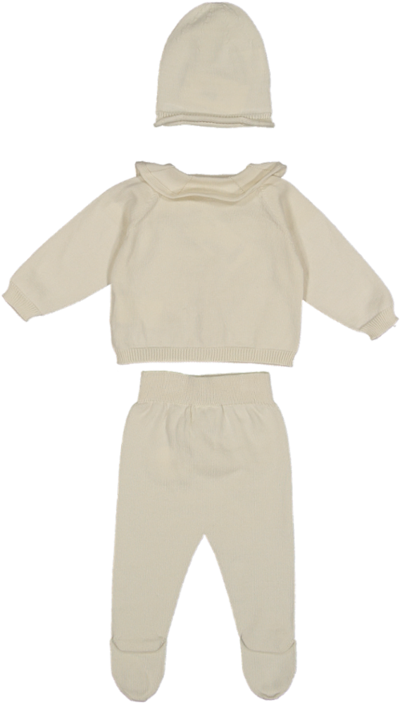 6754/6408/6415-EMBROIDERED KNIT CARDIGAN/FOOTIE/HAT SET