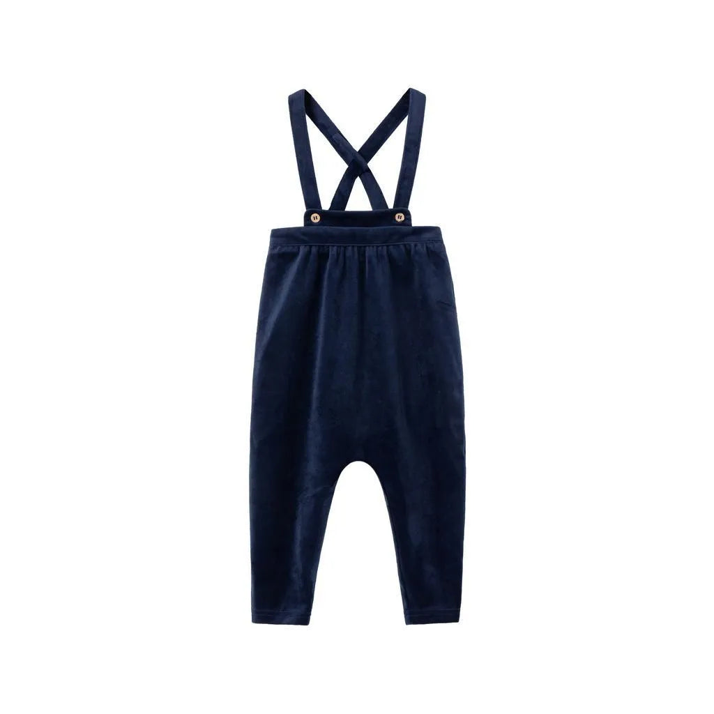 LN603 navy plaid Windsor Velvet Boys Romper