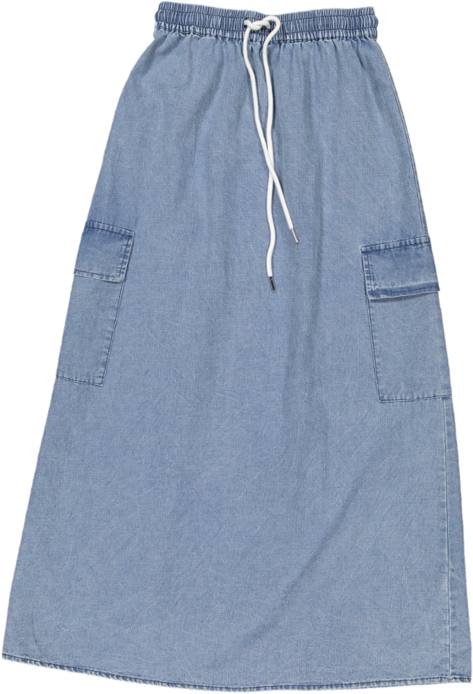 TS5073S-LIGHT BLUE DENIM CARGO SKIRT