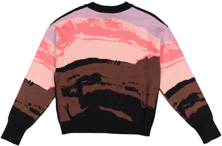 TW5647T-A-Black Sweater With Brown Multi Abstract Print
