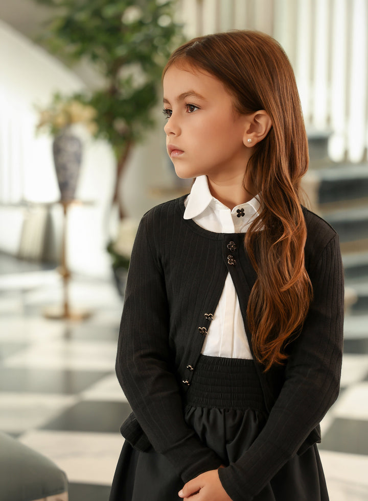 Black Pointelle Cardigan