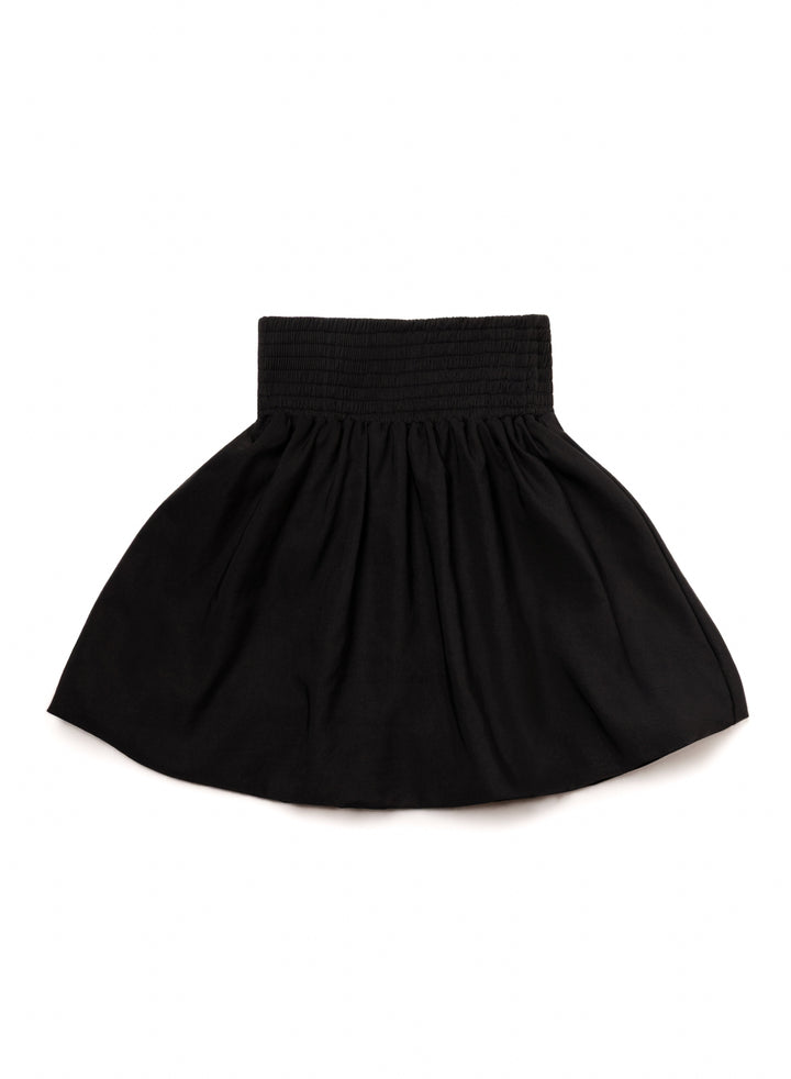 Black Smocked Bubble Skirt