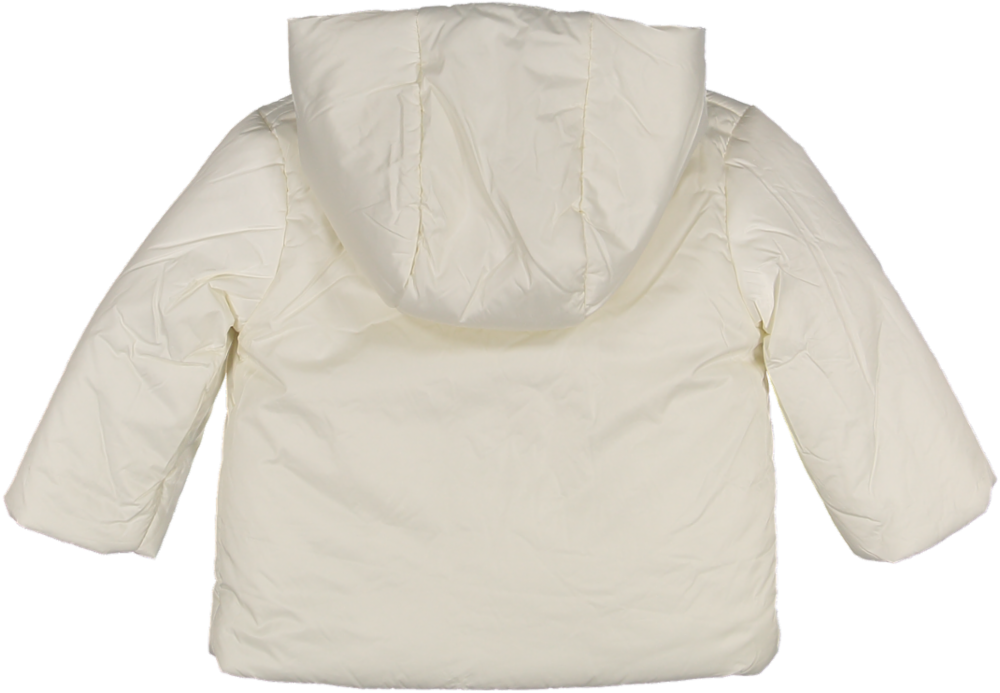 33575A-Side Opening pom pom tie Winter Jacket-Off White