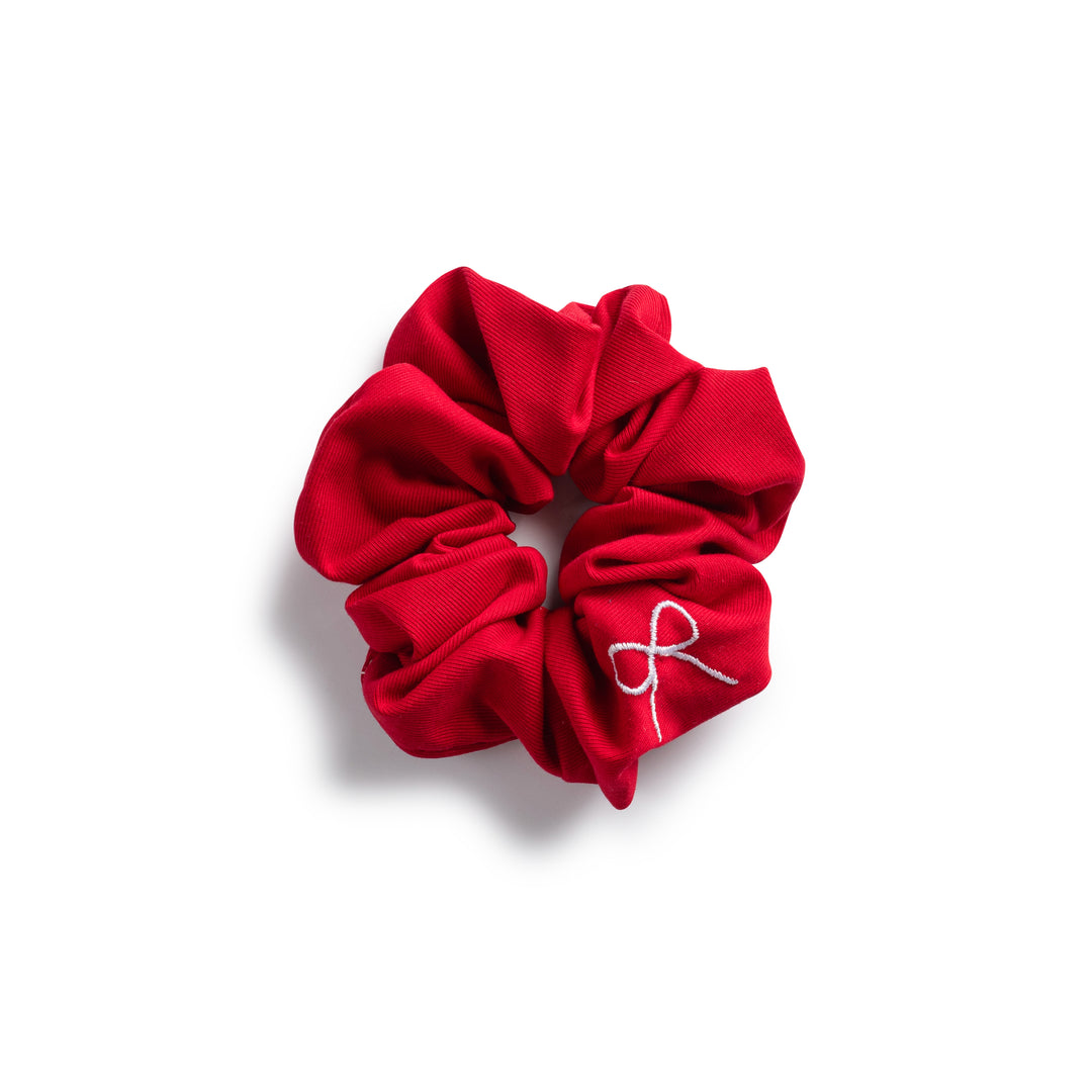 Marshmallow signature bow logo scrunchie  red