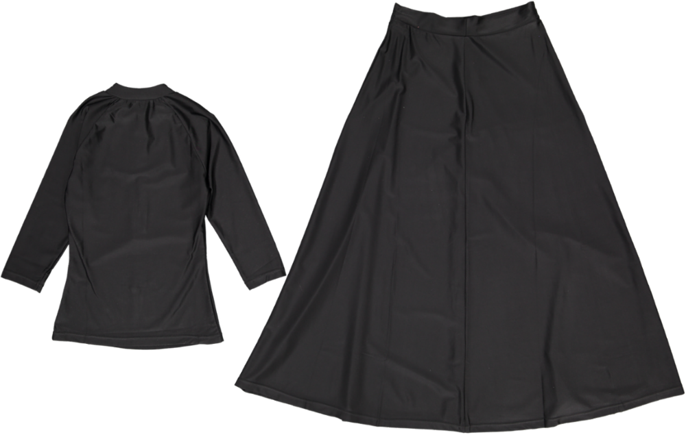 Swimwear Top/Skirt long Set-Black