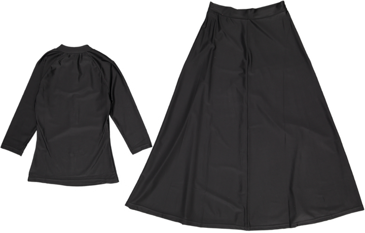 Swimwear Top/Skirt long Set-Black