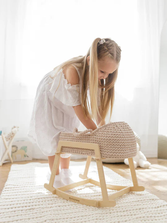 Doll Moses Basket w/Rocking Stand / Color Pearl