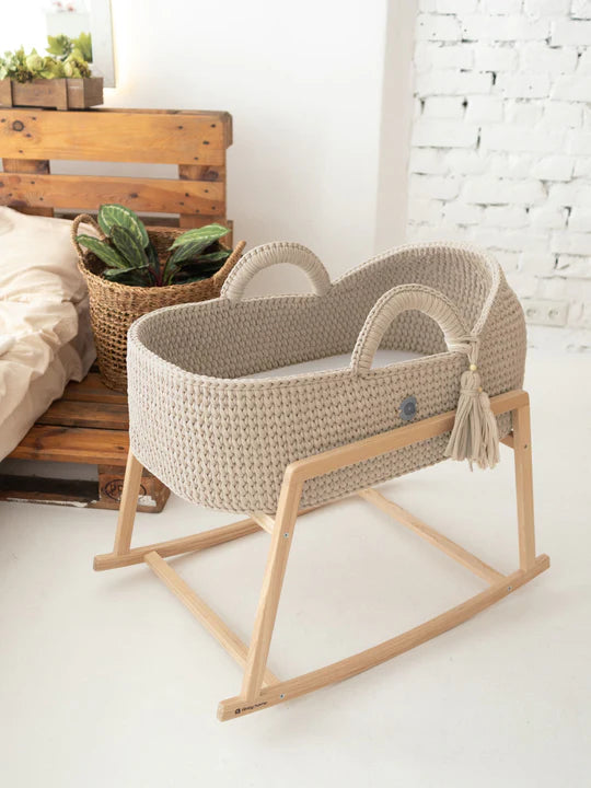 XL Moses Basket With Round Hood / With Mattress / Color Ecru