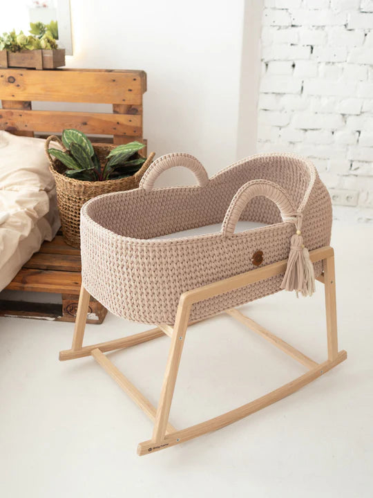 XL Moses Basket With Round Hood / With Mattress / Color Pearl