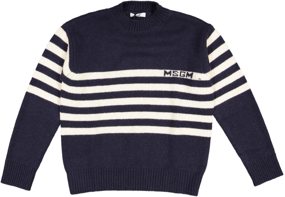 STUDDED JUMPER GIRL-BLUE BLACK/CREAM