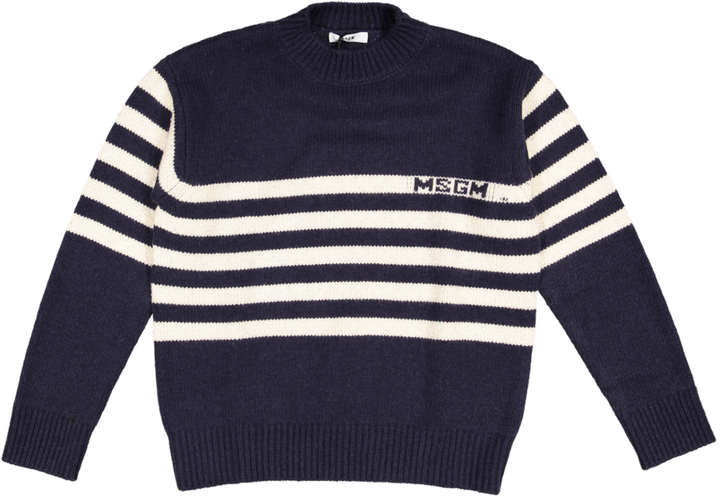 STUDDED JUMPER GIRL-BLUE BLACK/CREAM
