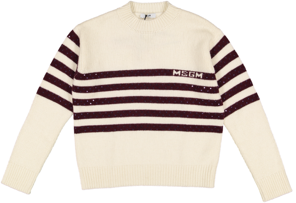 STUDDED JUMPER GIRL-CREAM/MERLOT