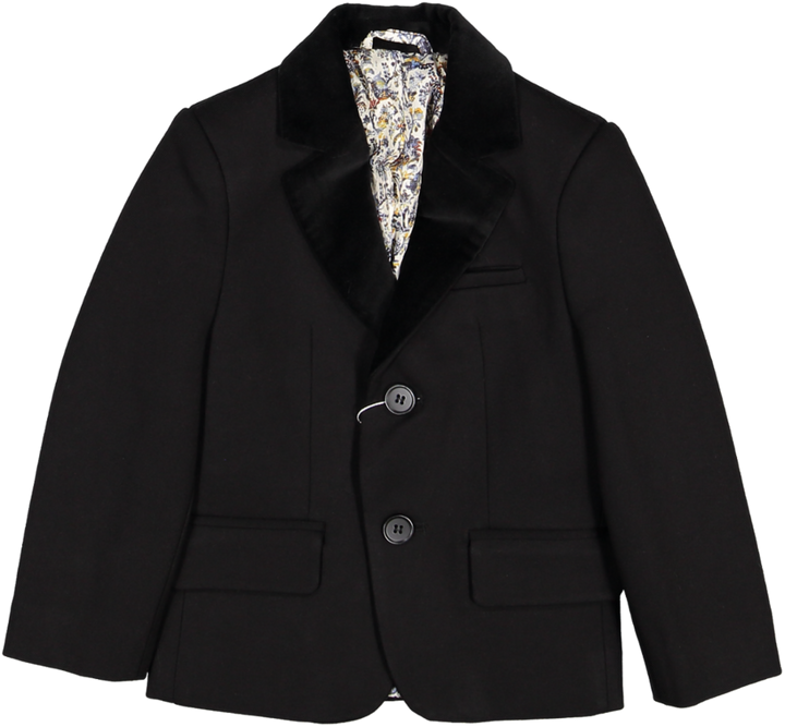 AW26NCNV5000-BOY'S JERSEY JACKET WITH VELVET COLLAR-BLACK