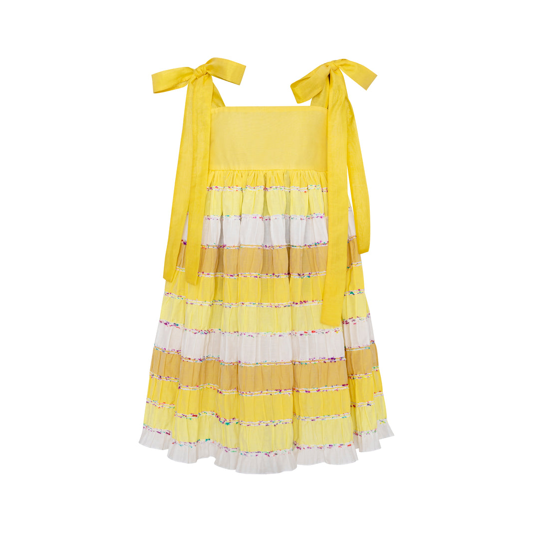 Cotton Dress With Ties Sunrise Yellow