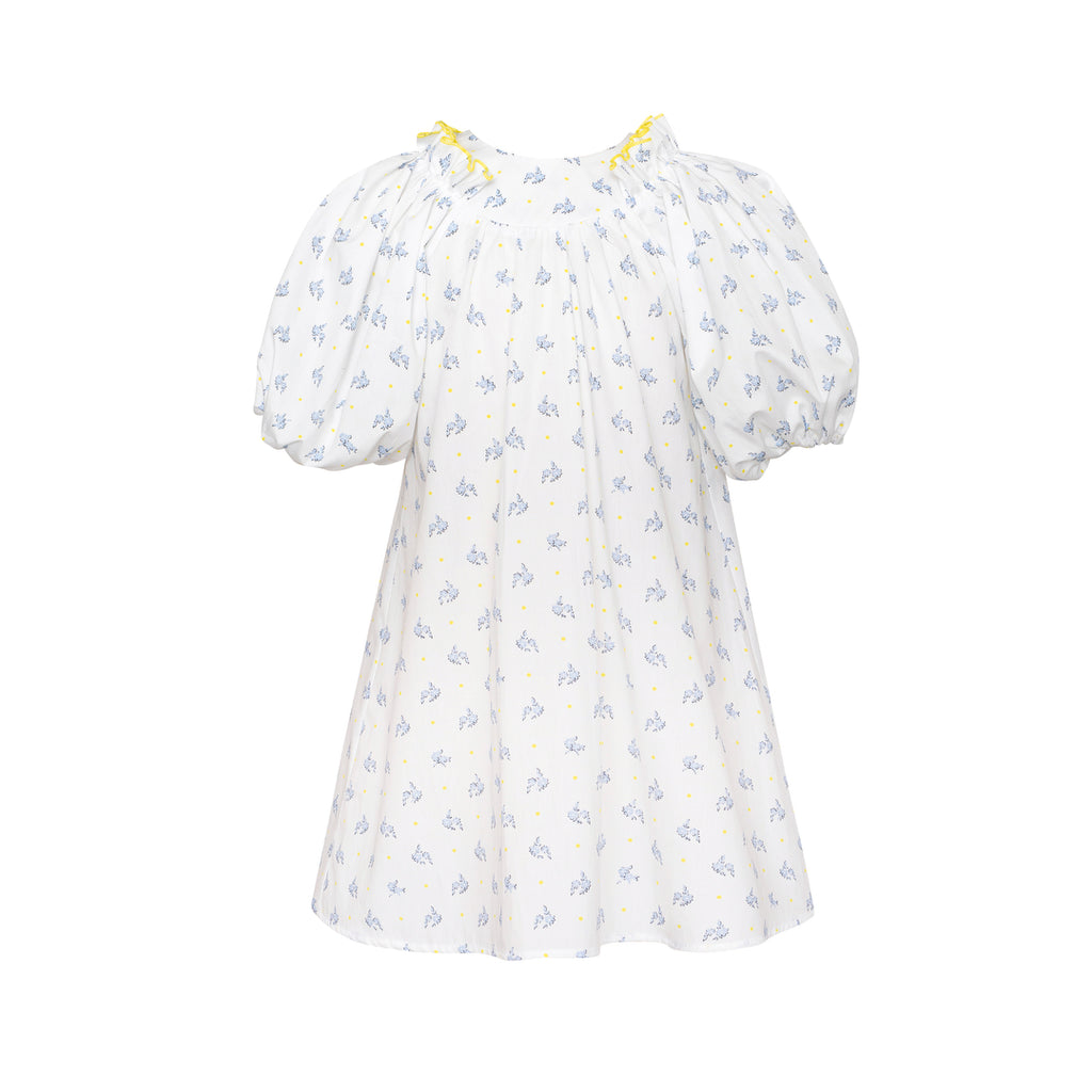 Cotton Puff Sleeve Dress Pearl White – whoopikids