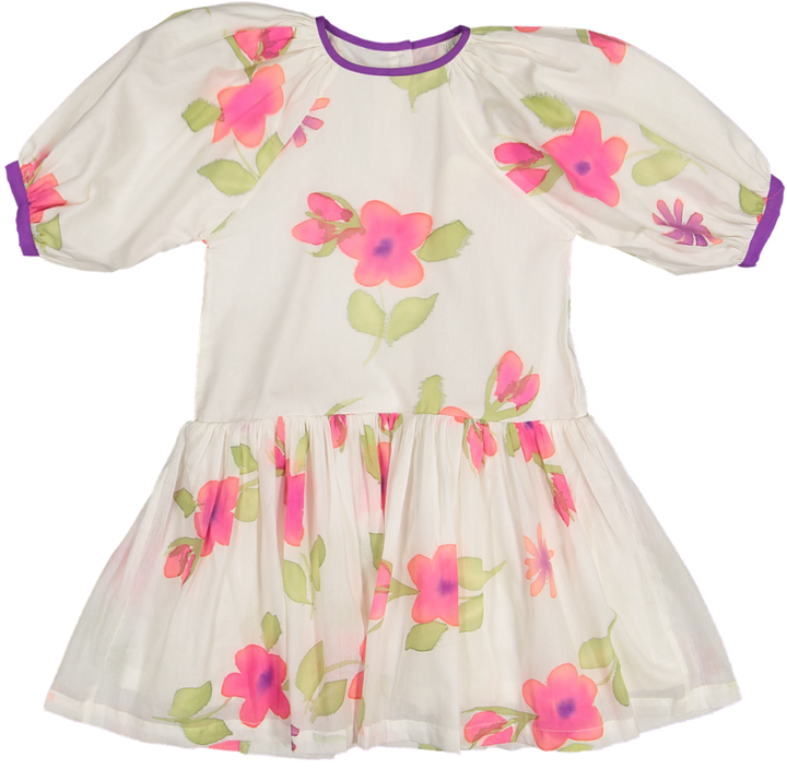 LENA 3/4 SLEEVE DRESS-TROPICAL PRINT
