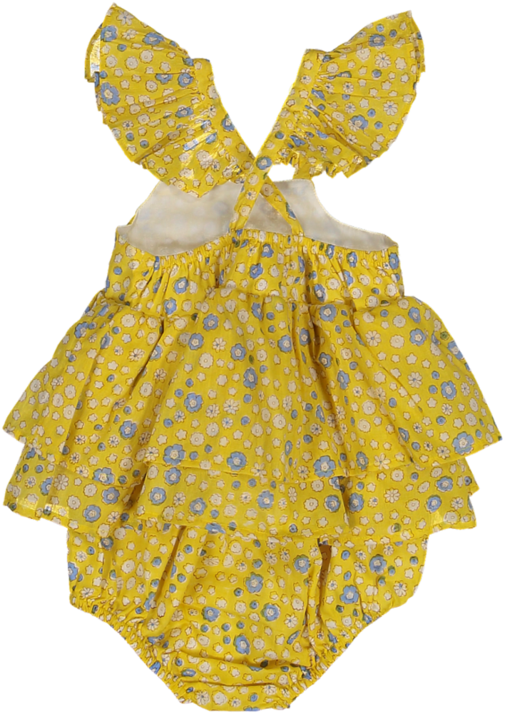 LILY ROMPER-YELLOW DITSY FLORAL