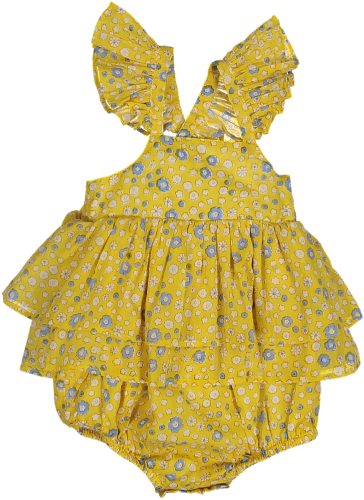 LILY ROMPER-YELLOW DITSY FLORAL