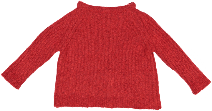 2064-BABY CARDIGAN INUK RIBBED-RED