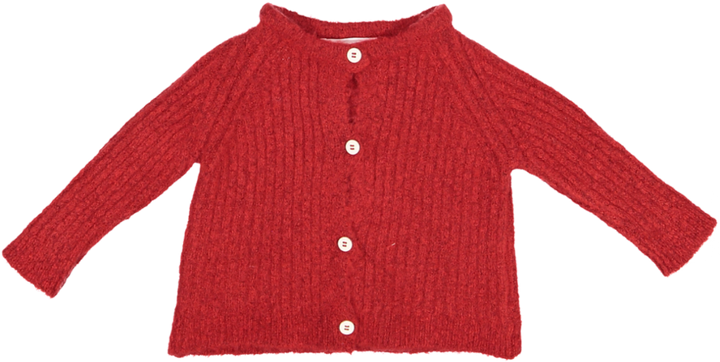 2064-BABY CARDIGAN INUK RIBBED-RED