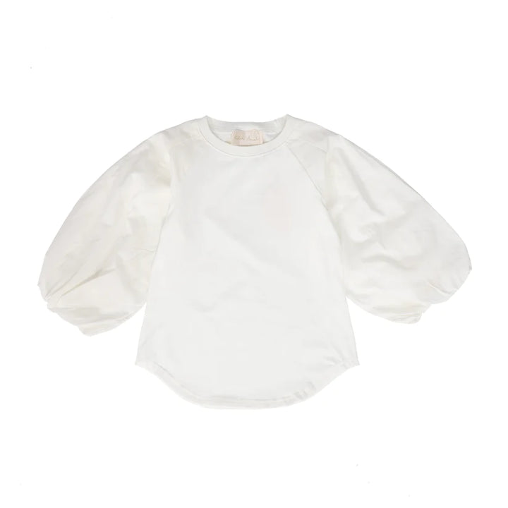 2079-Puff Sleeve Women Tshirt-White