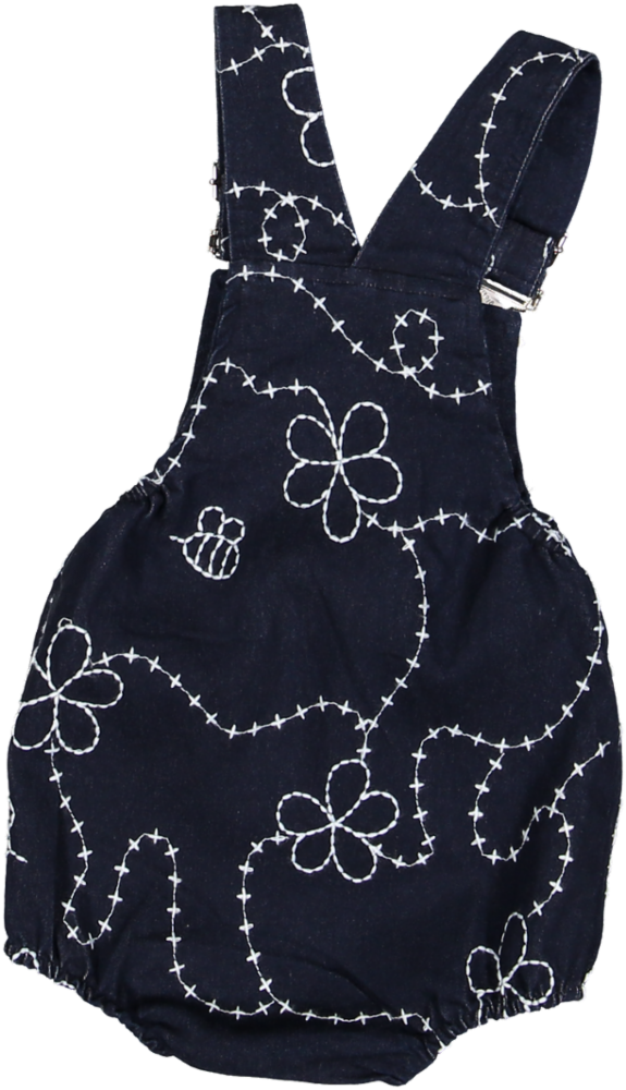 Navy Denim Color Jardin Romper with buckles