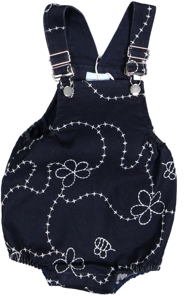 Navy Denim Color Jardin Romper with buckles