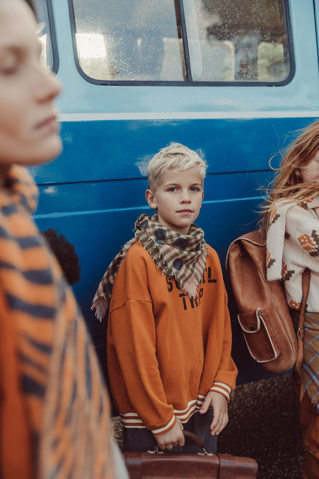 FLP2603A.K SWEATSHIRT - CAMEL W/ "SCHOOL TRIP" PRINT