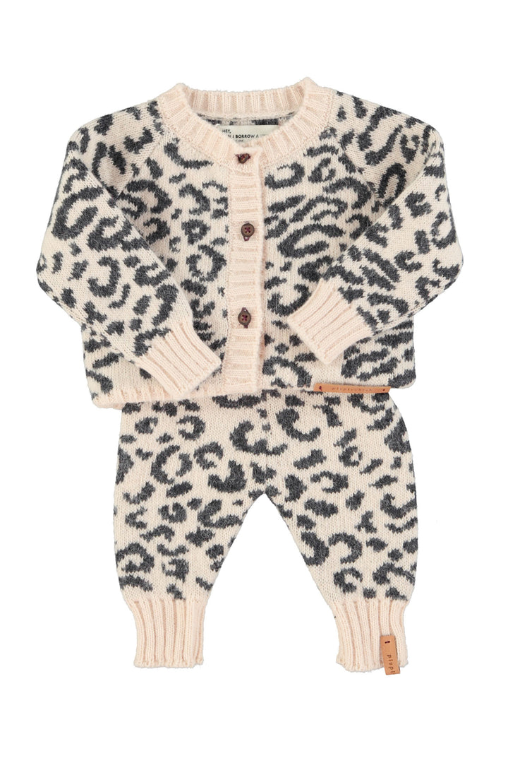 AW25.TRC2501A-Knitted baby cardigan | Light pink w/ black animal print-light pink