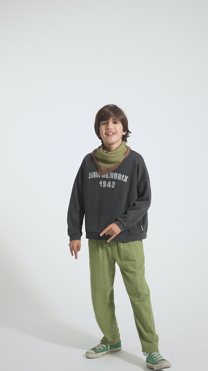 AW25.FLP2504BUSA-Sweatshirt |Faded black w/ "Jimi Hendrix" print-faded black| carded organic cotton fleece