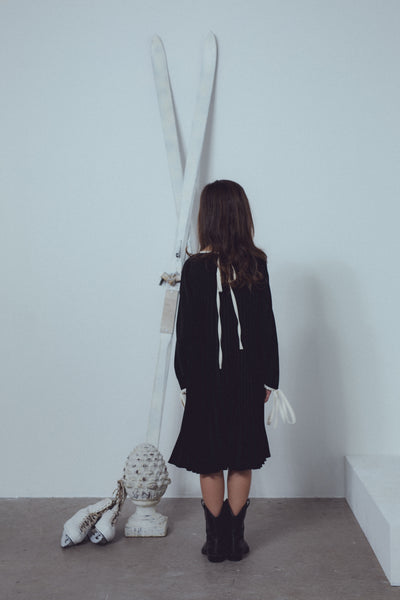 PLEASURE PLEATED DRESS-Black/Vanilla